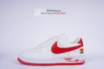 Louis Vuitton Nike Air Force 1 Low By Virgil Abloh White & Red Hook - Image 12