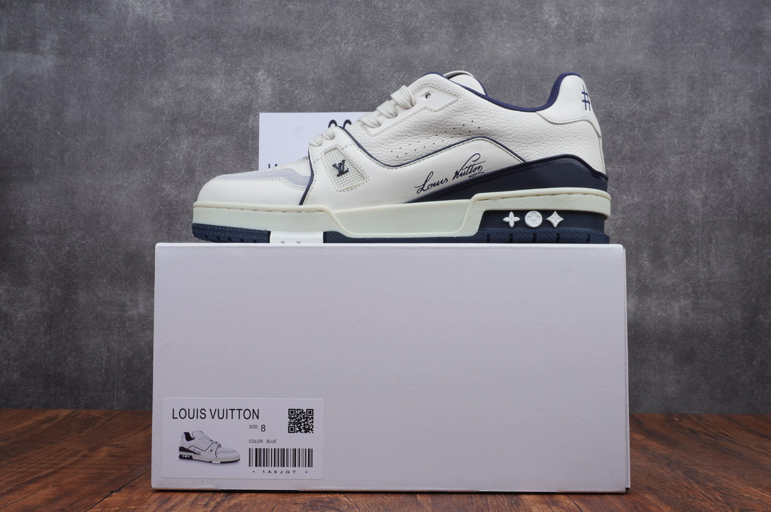 Louis20Vuitton20LV20Trainer20White20Blue-scaled-1 Louis Vuitton LV Trainer White Blue - Image 1
